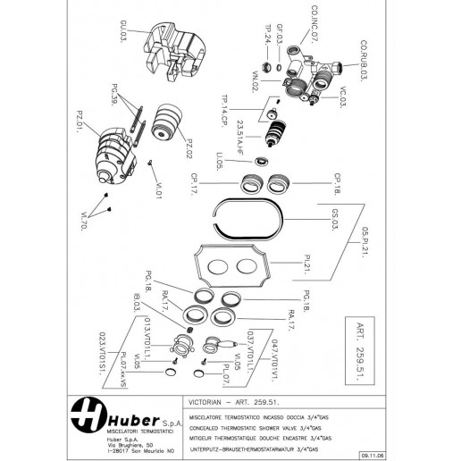 Pieces detachées Huber pour ref 259.51H.