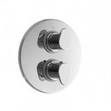 Partie extérieure du mitigeur thermostatique de douche à encastrer 2 sorties