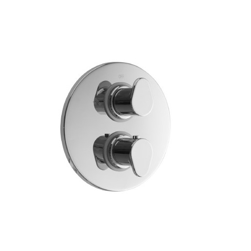 Partie extérieure du mitigeur thermostatique de douche à encastrer 2 sorties